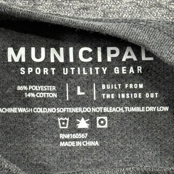 Municipal Shirt Mens L Sport Utility Gear Short Sleeve Gym Athletic Workout Gray - Picture 3 of 7